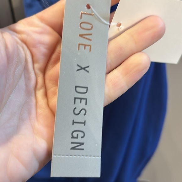 LOVE X DESIGN Dress Women XL Sapphire Blue One Shoulder Ruched Side Zip NEW - Picture 4 of 6